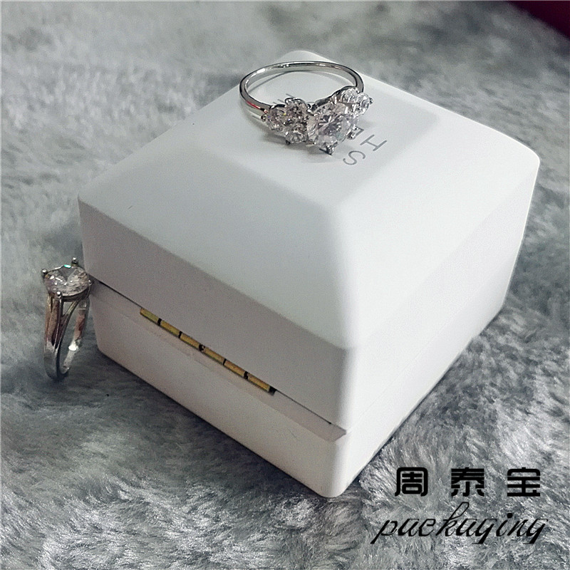 ZTB-027 touching feeling painted plastic double couple ring gift box for wedding,proposal