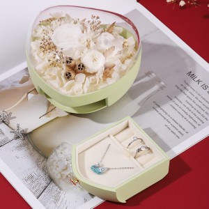 ZTB-142 Heart Shaped Tumbler Function Jewelry Gift Box With Eternal Flower For Engagement  Gift