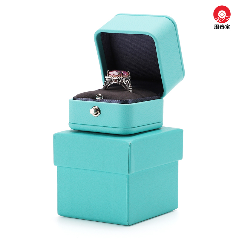 ZTB-148 Fancy romantic blue color PU box for ring packaging for engagement,anniversary ,wedding