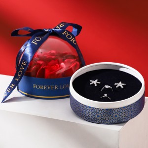 ZTB-165 jewelry gift box with flower and transparent display cover for watch jewelry lipstick storage