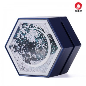 ZTB-141 new design Hexagonal Flip Jewelry Box Snow Floating jewelry gift box