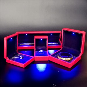 ZTB-034A PU leather plastic jewelry gift box with LED lights for anniversary and festival