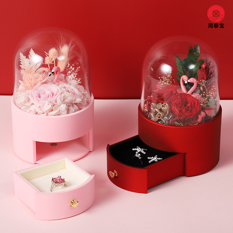 ZTB-144B High-end jewelry gift box for valentine’s day with eternal flower and flamingo