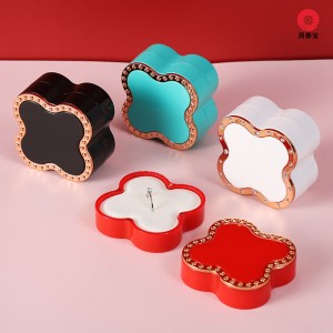 ZTB-147  Four leaf clover shaped jewelry box ，two piece Magnetic style jewelry box