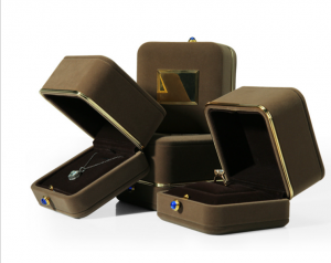 ZTB-063 metal rim jewelry gift box by velvet covered  for ring pendant bangle storage