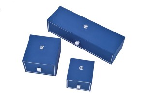 JH-012  blue color plastic jewelry gift box with drawer function and structure