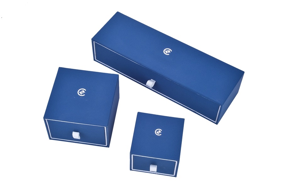 JH-012  blue color plastic jewelry gift box with drawer function and structure