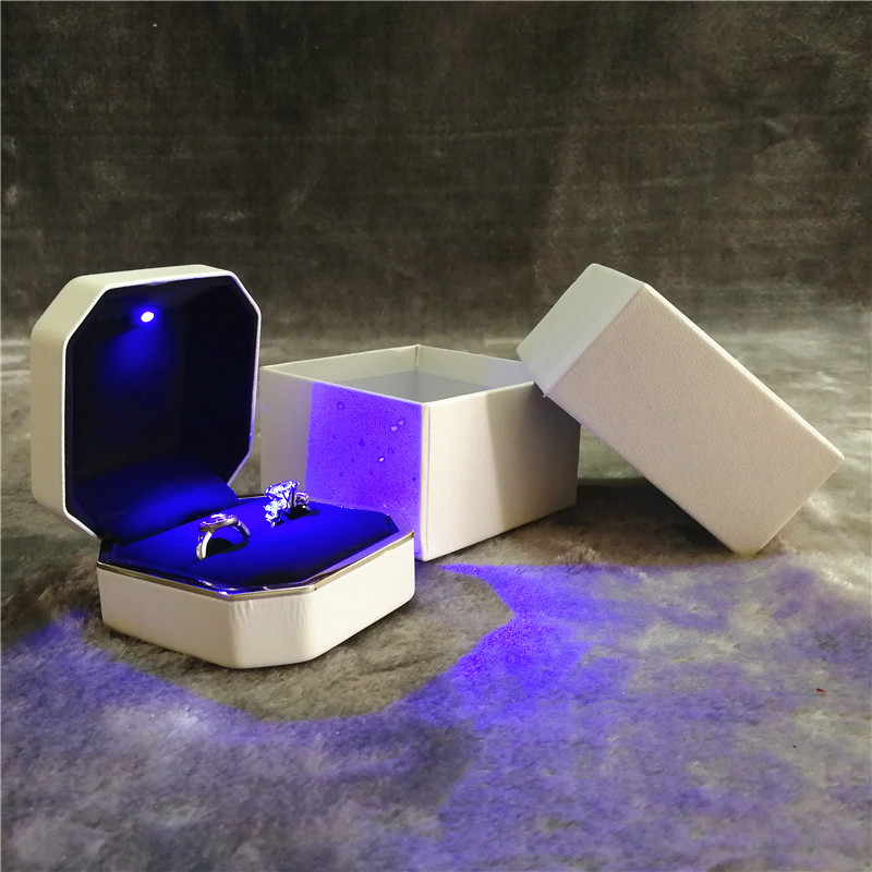 ZTB-013-A2-fancy LED light up double couple ring gift box for propose engagement and wedding