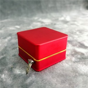 ZTB-016A3 red color metallic plastic jewelry gift  box for ring storage with LED light