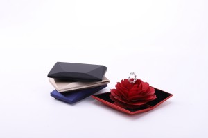 ZTB-011B book shaped ring box with rose flower ...