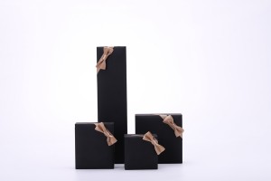 ZTB-048 black color special paper touch feeling jewelry box with ribbon