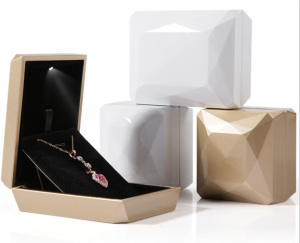 ZTB-076 Diamond pattern baking varnish painted plastic jewelry gift box with LED light