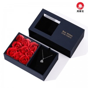 ZTB-140  High end touch feeling jewelry gift box with 9 rose flowers for jewelry packaging