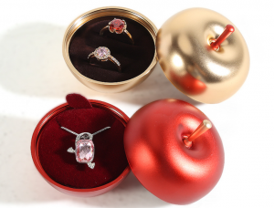 ZTB-054 new unique design apple shaped metal jewelry ring pendant box