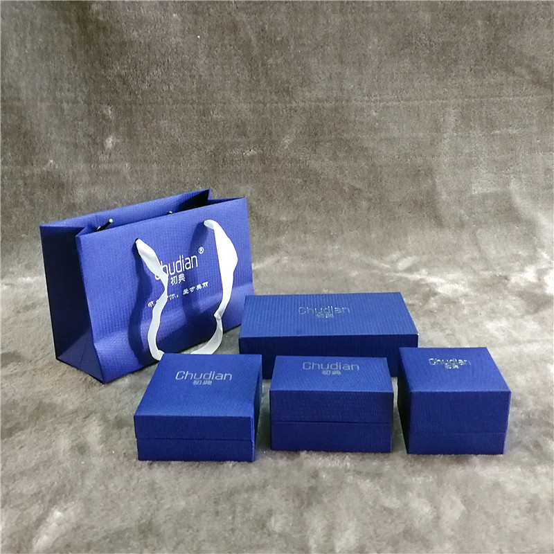 ZTB-020 blue color matte effect cardboard jewelry set box for proposal ,engagement,wedding,anniversary