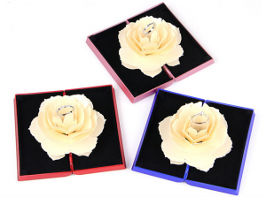 ZTB-011 (white) book shaped white rose ring box...